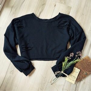 Cropped Raw Edge Sweatshirt
